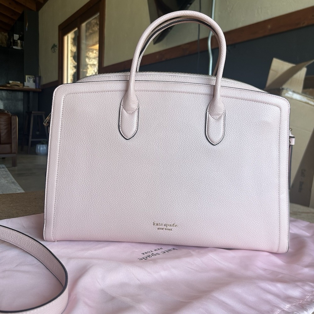 Kate Spade Knott Large Satchel Classic Dusty Pink RT $398 Pebbled Leather